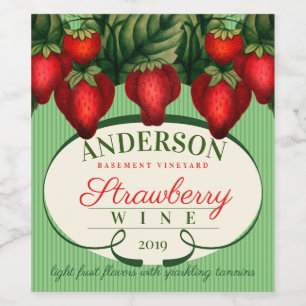 Strawberry strawberries homemade wine personalised wine label