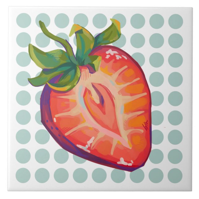 Strawberry, strawberry ceramic tile (Front)