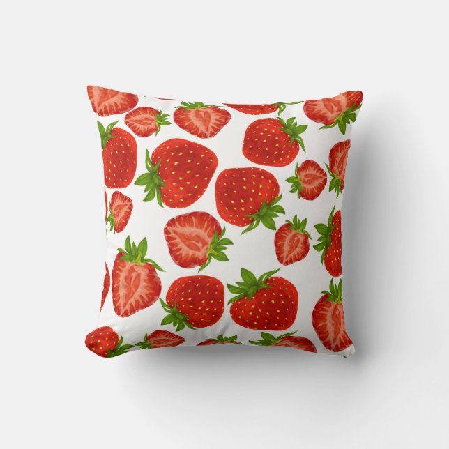 Strawberry Striking Red Throw Pillow (Front)