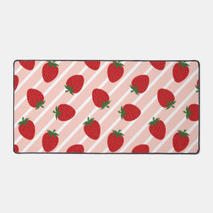 Strawberry Stripe Delight Desk Mat
