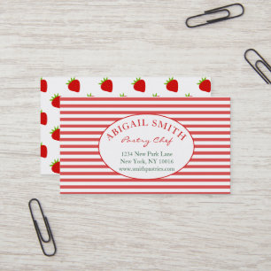 Strawberry & Stripes Personalised Business Card