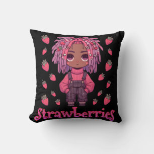 Strawberry Sullen: Kawaii Dark Skin Anime Boy Cushion