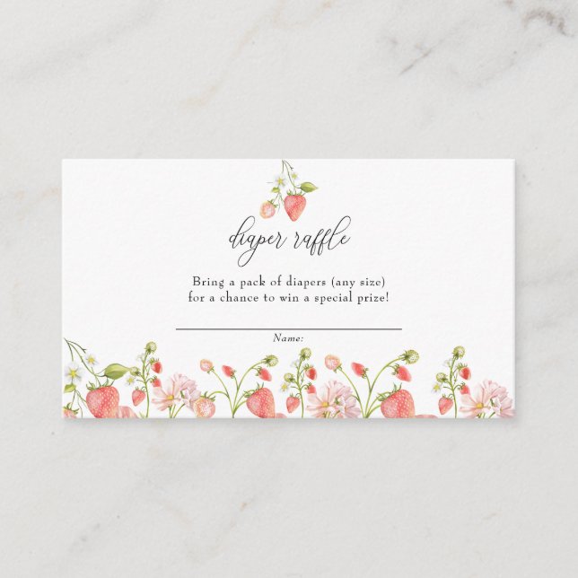 Strawberry | Summer Baby Shower Diaper Raffle Enclosure Card (Front)
