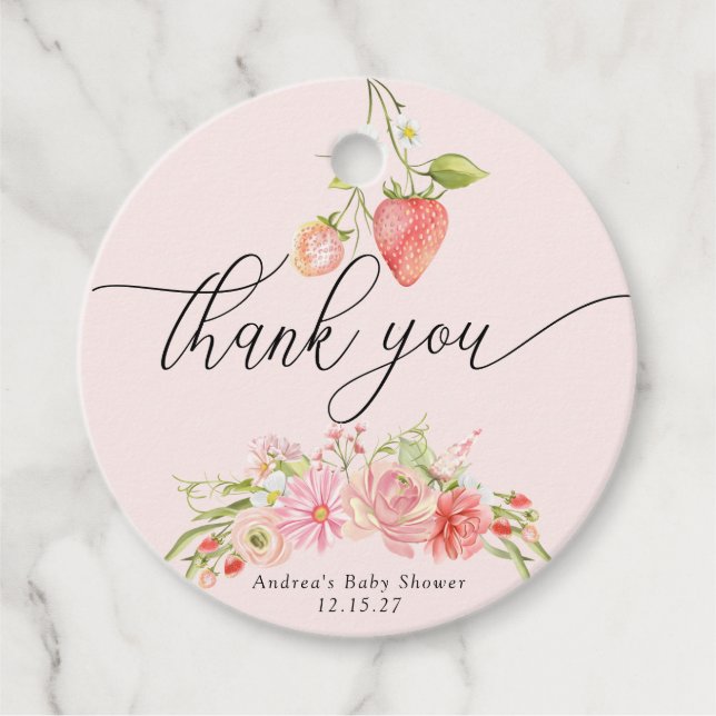 Strawberry | Summer Baby Shower  Favour Tags (Front)