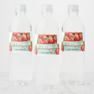Strawberry Summer Baby Shower  Water Bottle Label