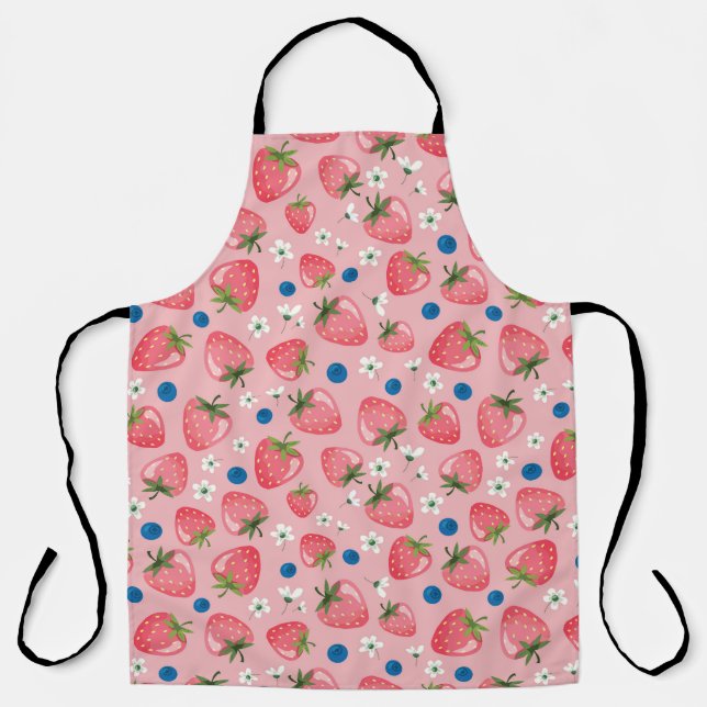 Strawberry summer, cartoon girly background. apron (Front)