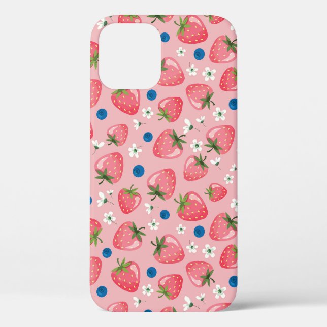 Strawberry summer, cartoon girly background. Case-Mate iPhone case (Back)