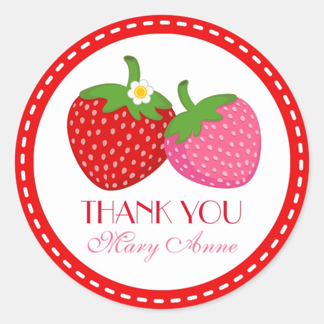 Strawberry Summer Thank You Favour Tag (Front)