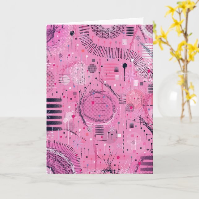 Strawberry Sundae Abstract Art  Card (Yellow Flower)