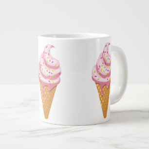 Strawberry sundae in waffle cone with topping coff large coffee mug