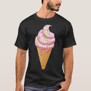 Strawberry sundae in waffle cone with topping T-Sh T-Shirt