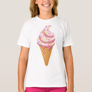 Strawberry sundae in waffle cone with topping T-Shirt