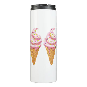 Strawberry sundae in waffle cone with topping thermal tumbler