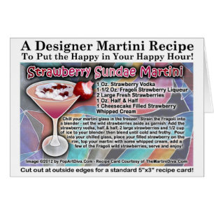 Strawberry Sundae Martini Recipe Greeting Card