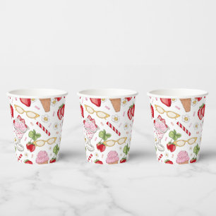 Strawberry Sundae Pattern Paper Cups