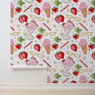 Strawberry Sundae Pattern  Wallpaper