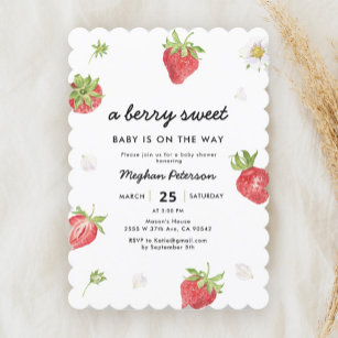 Strawberry Sweet Baby Is On The Way Baby Shower Invitation