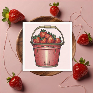 Strawberry Sweet Bucket Baby Shower Napkin