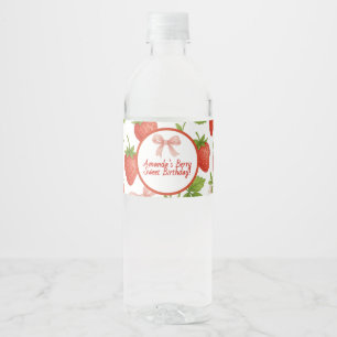 Strawberry Sweet Kids Birthday Party -  Water Bottle Label