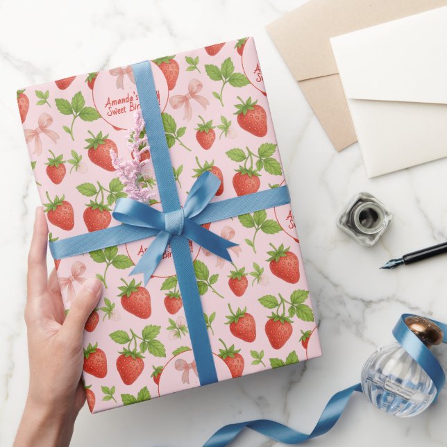 Strawberry Sweet Kids Birthday Party -  Wrapping Paper (Gifting)