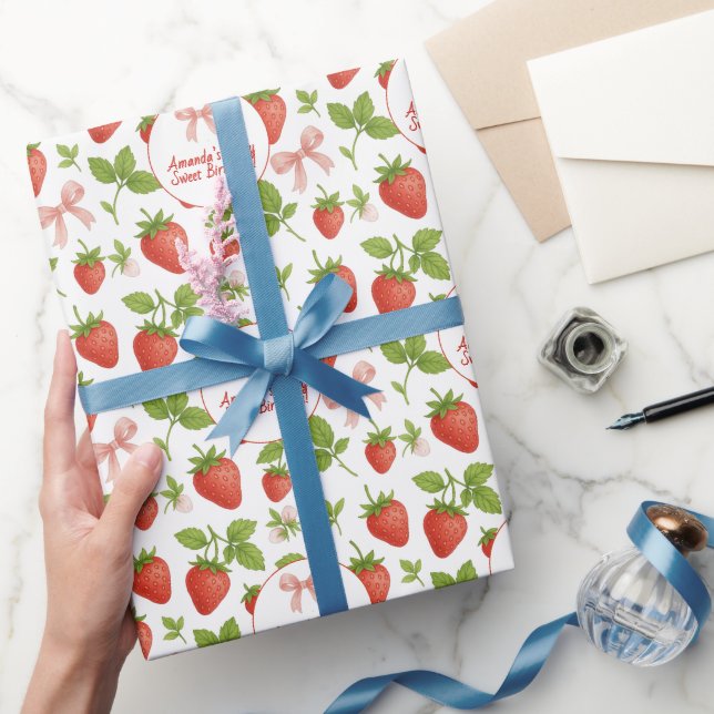 Strawberry Sweet Kids Birthday Party -  Wrapping Paper (Gifting)