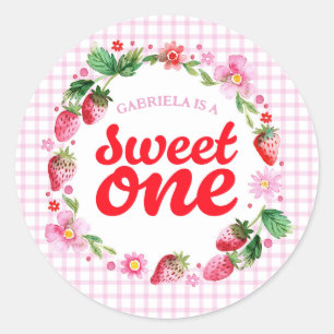 Strawberry Sweet One Berry First Birthday Classic Round Sticker