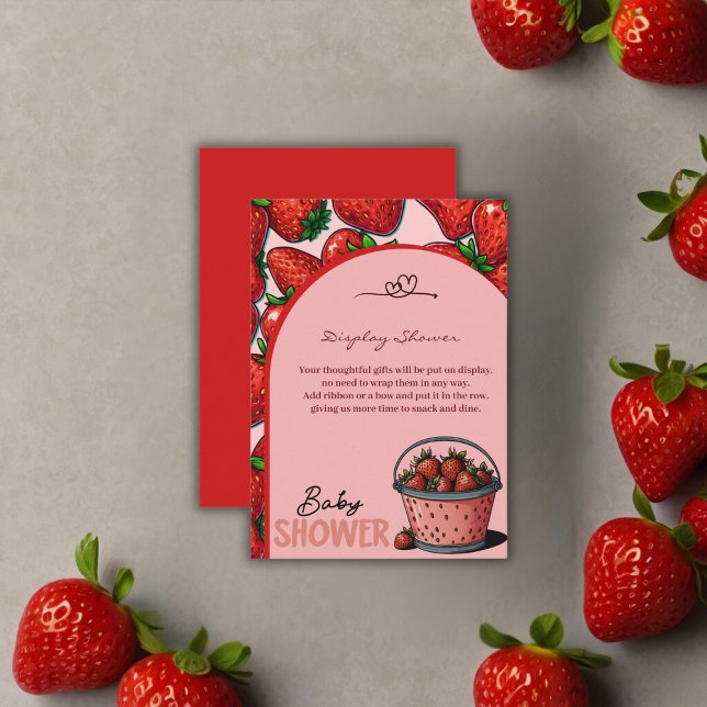 Strawberry Sweet Pink Bucket Baby Shower Enclosure Card (Creator Uploaded)