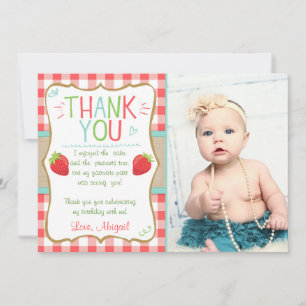 Strawberry Sweet Summer Birthday Thank You Card