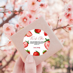 Strawberry Sweet Thank You Birthday Berry Sweet Classic Round Sticker