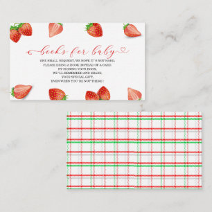 Strawberry Sweet Watercolor baby shower books for Enclosure Card