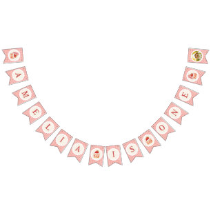 Strawberry Sweet Watercolor Girl 1st Birthday Bunting
