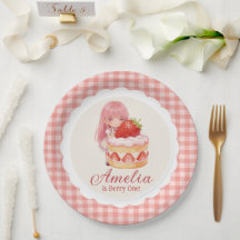 Strawberry Sweet Watercolor Girl 1st Birthday