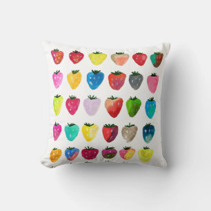 Strawberry sweetness cute fruit watercolor cushion