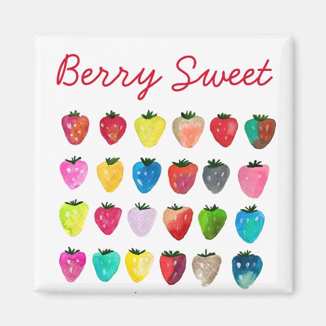 Strawberry sweetness cute fruit watercolor magnet (Front)