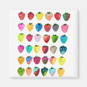 Strawberry sweetness cute fruit watercolor magnet