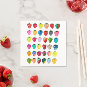 Strawberry sweetness cute fruit watercolor napkin