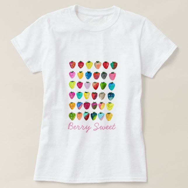 Strawberry sweetness cute fruit watercolor T-Shirt (Design Front)