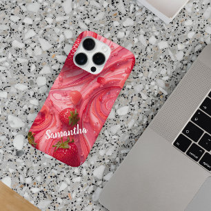 Strawberry Swirl Bliss iPhone 16 Pro Case