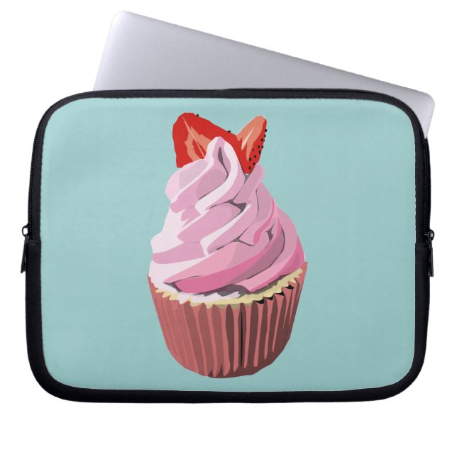Strawberry swirl cupcake laptop sleeve (Front)