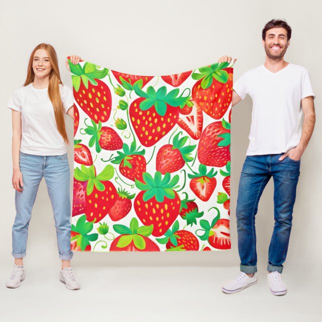 Strawberry Swirl Pattern Fleece Blanket (In Situ)