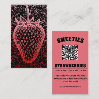 strawberry swirl with QR code Business Card