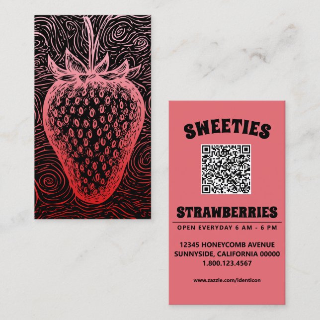 strawberry swirl with QR code Business Card (Front/Back)
