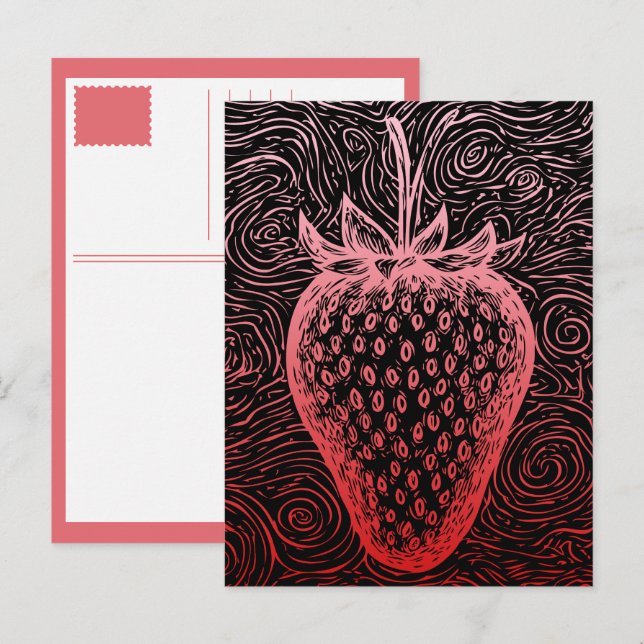 strawberry swirls holiday postcard (Front/Back)