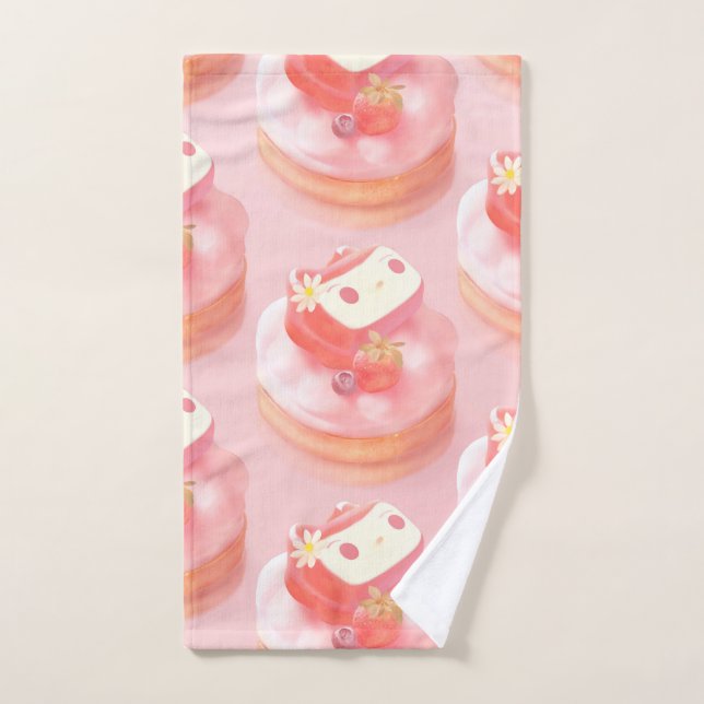 Strawberry Tart Illustration Bath Towel Set (Hand Towel)
