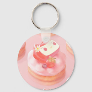 Strawberry Tart Illustration Key Ring