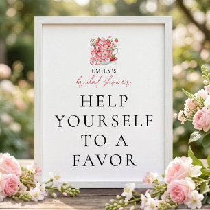 Strawberry Teacup Favours Bridal Shower Sign