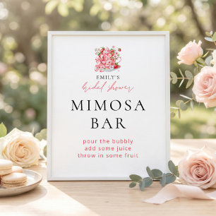 Strawberry Teacup Momosa Bar Bridal Shower Sign