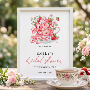 Strawberry Teacup Welcome Bridal Shower Sign