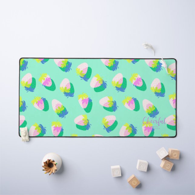 Strawberry Teal Desk Mat (Kids Table)