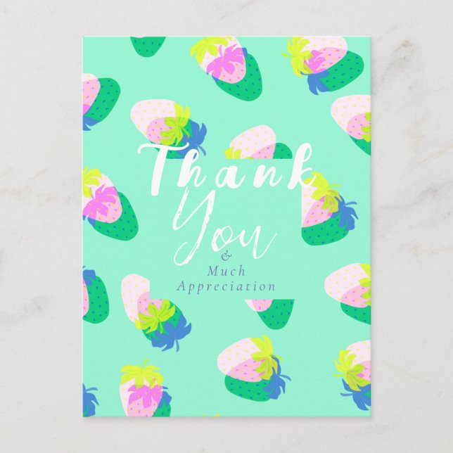 Strawberry Teal Postcard (Front)
